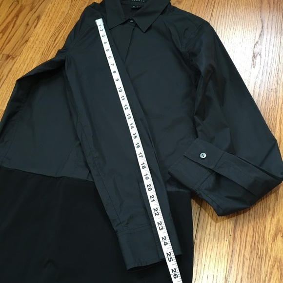 Theory black colorblock half button down long sleeve career shirt dress size 10 - Picture 11 of 16